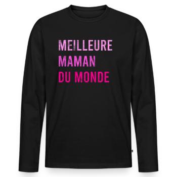 Meilleure Maman Du Monde - Männer Premium Bio Langarmshirt - Schwarz - Vorne - Nico (187cm)