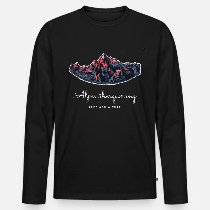Alpenüberquerung Alpe Adria Trail - Männer Premium Bio Langarmshirt - Schwarz