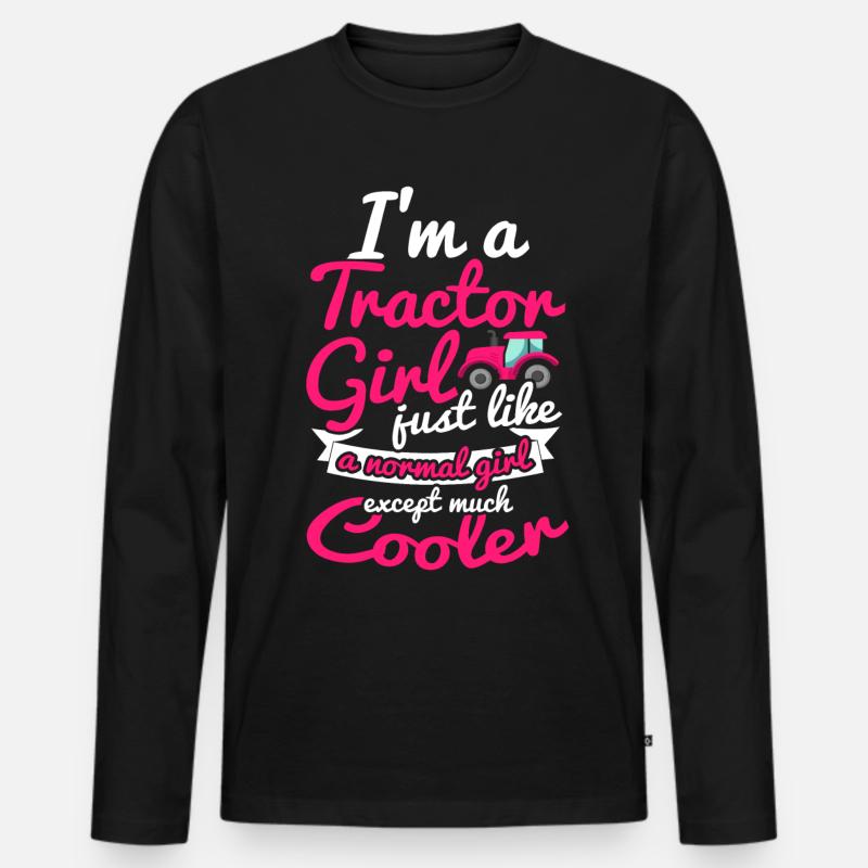 Traktor mädchen - Männer Premium Bio Langarmshirt - Schwarz