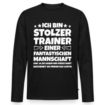 Stolzer Trainer Fußball Mannschaft - Männer Premium Bio Langarmshirt - Schwarz - Vorne - Nico (187cm)
