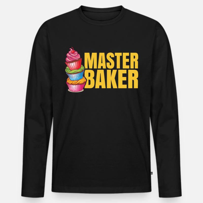 Bäckermeister - Backen Bäcker Bäckerin Cupcake - Männer Premium Bio Langarmshirt - Schwarz