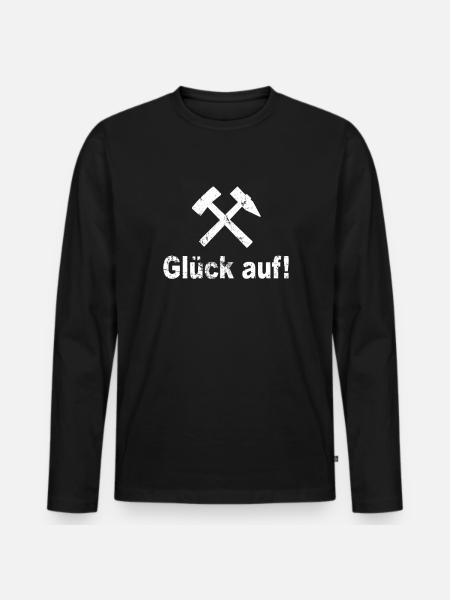 GLÜCK AUF Bergbau Gruß Geschenk Ruhrgebiet - Männer Premium Bio Langarmshirt - Schwarz