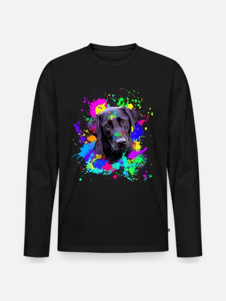Cute Black Labrador Dog - Men's Premium Organic Long Sleeve Shirt - black