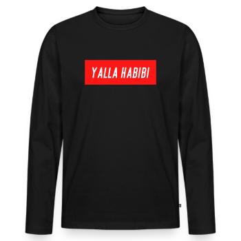 Yalla Habibi Arabic gift present idea - Men's Premium Organic Long Sleeve Shirt - black - Front - Nico (187cm)