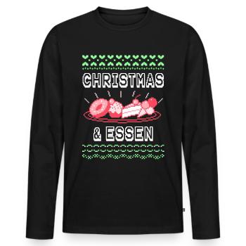 Ugly Christmas Weihnachten Esse Weihnachtsessen - Männer Premium Bio Langarmshirt - Schwarz - Vorne - Nico (187cm)