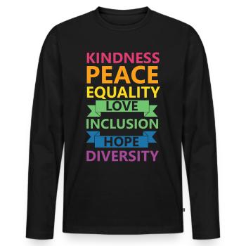 Kindness Peace Equality LGBTQ Rights Rainbow Pride - Männer Premium Bio Langarmshirt - Schwarz - Vorne - Nico (187cm)
