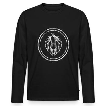 Craft Beer - Vintage Hops Beer Brewmaster - Men's Premium Organic Long Sleeve Shirt - black - Front - Nico (187cm)