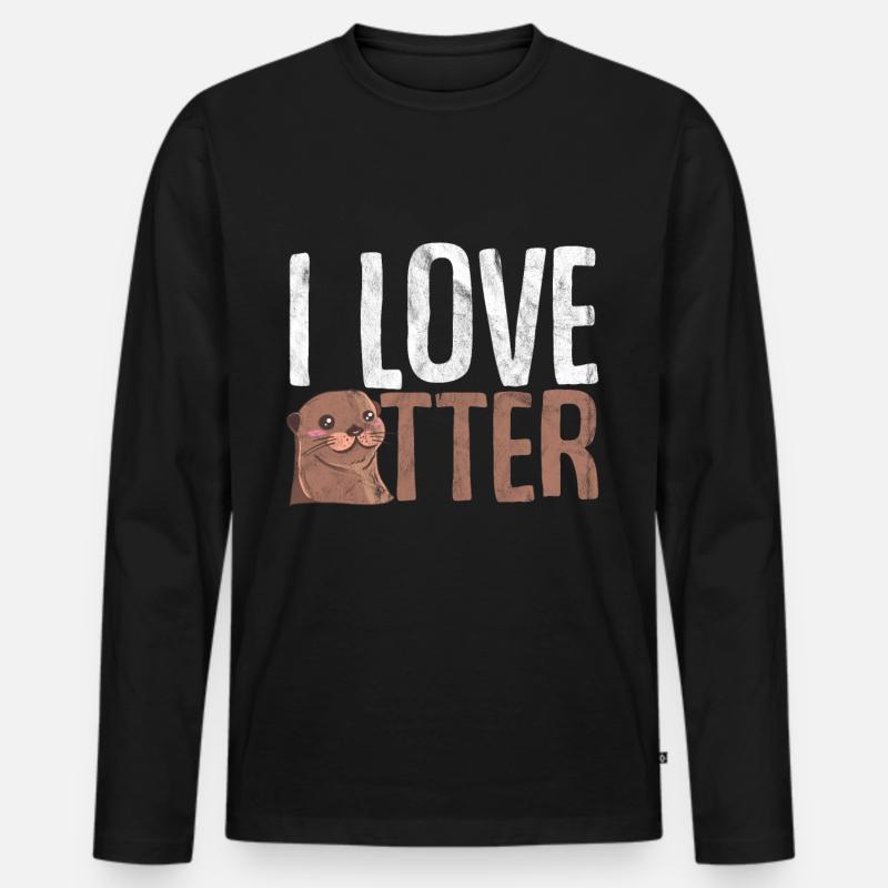 Otter - Männer Premium Bio Langarmshirt - Schwarz