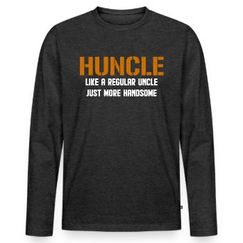 Huncle comme un oncle ordinaire - T-shirt manches longues Premium bio Homme - anthracite chiné - Devant - Nico (187cm)