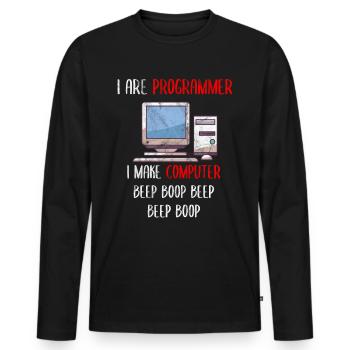 I Are Programmer Funny Computer Programming - Men's Premium Organic Long Sleeve Shirt - black - Front - Nico (187cm)
