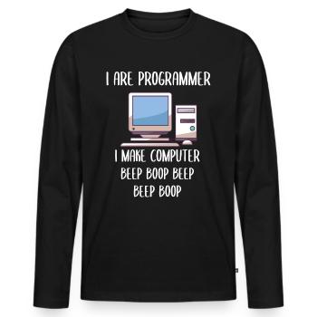 Je suis programmeur en programmation - T-shirt manches longues Premium bio Homme - noir - Devant - Nico (187cm)
