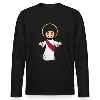 Jesus Christ - Men's Premium Organic Long Sleeve Shirt - black - Front - Nico (187cm)
