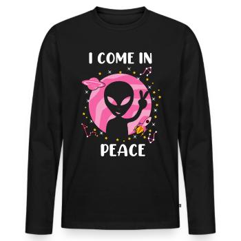 I Come In Peace - Esthétique Tie Dye UFO Alien I Be - T-shirt manches longues Premium bio Homme - noir - Devant - Nico (187cm)