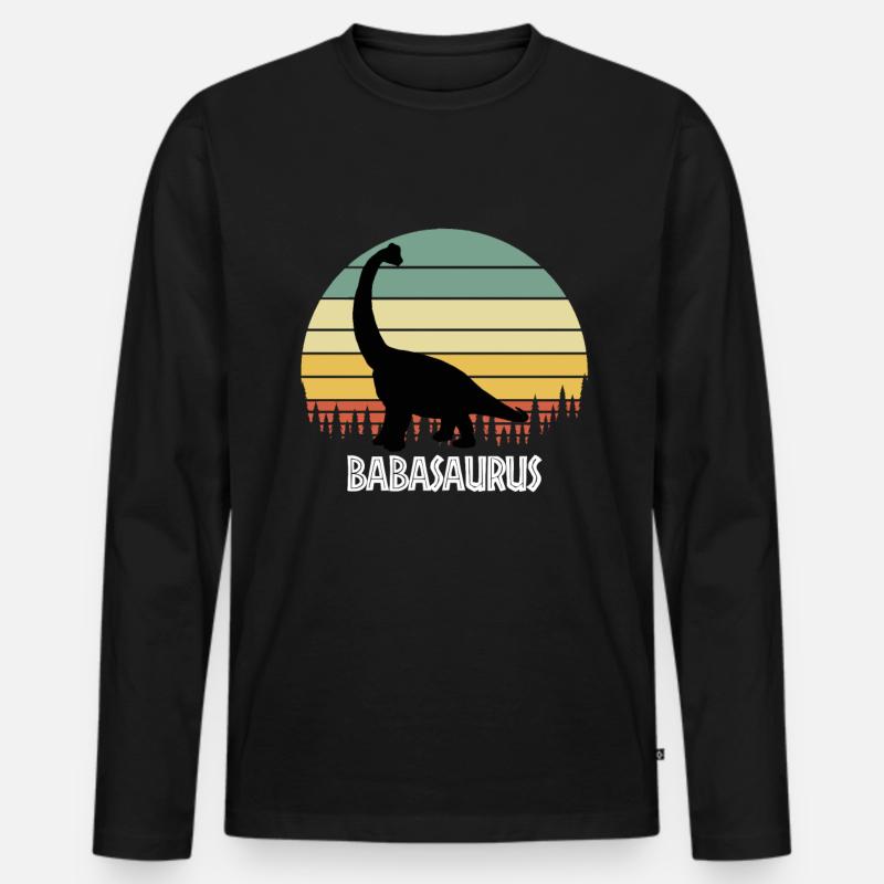 BABASAURUS BABA SAURUS BABA DINOSAUR - Männer Premium Bio Langarmshirt - Schwarz