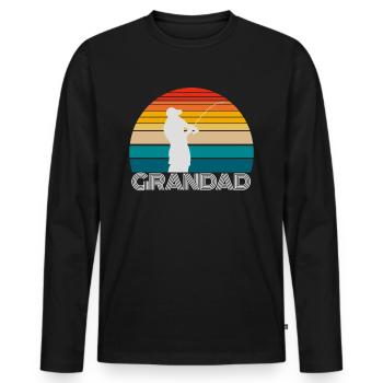 Fishing Gifts For GRANDAD - Men's Premium Organic Long Sleeve Shirt - black - Front - Nico (187cm)
