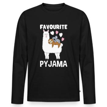 Pyjama Lama Pyjama paresseux alpaga - T-shirt manches longues Premium bio Homme - noir - Devant - Nico (187cm)