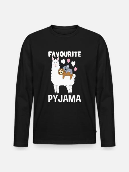 Pyjama Lama Pyjama paresseux alpaga - T-shirt manches longues Premium bio Homme - noir