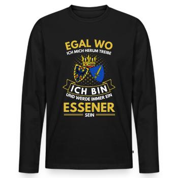 Stadt Essen Wappen Stolzer Essener Geschenk - Männer Premium Bio Langarmshirt - Schwarz - Vorne - Nico (187cm)