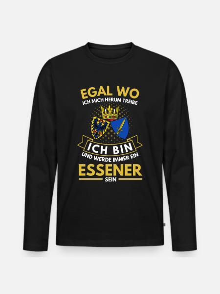 Stadt Essen Wappen Stolzer Essener Geschenk - Männer Premium Bio Langarmshirt - Schwarz