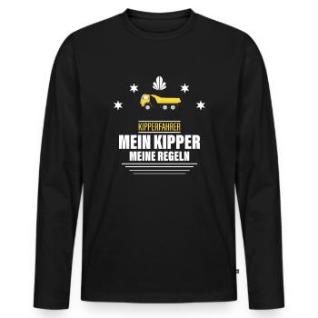 Mein Kipper meine Regeln - Männer Premium Bio Langarmshirt - Schwarz - Vorne - Nico (187cm)