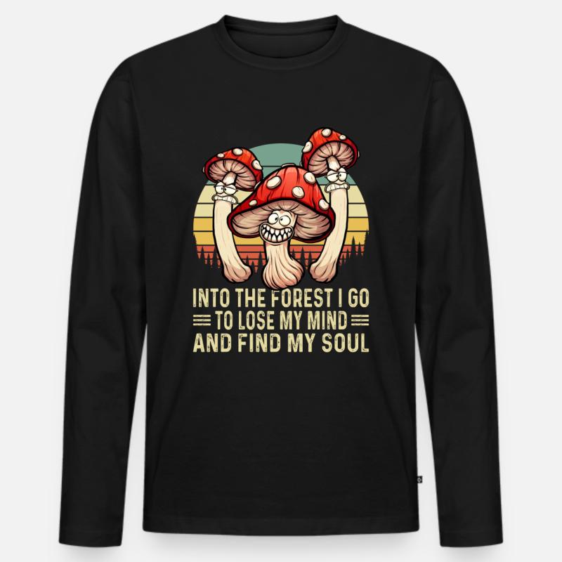Magic Mushrooms Psychedelisch Drogen Halluzinogen - Männer Premium Bio Langarmshirt - Schwarz