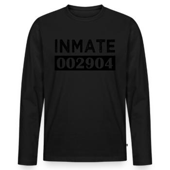 Inmate Prison Outfit Prisoner Halloween Costume - Men's Premium Organic Long Sleeve Shirt - black - Front - Nico (187cm)