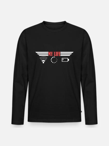 Wlan Smartphone Akku - Männer Premium Bio Langarmshirt - Schwarz