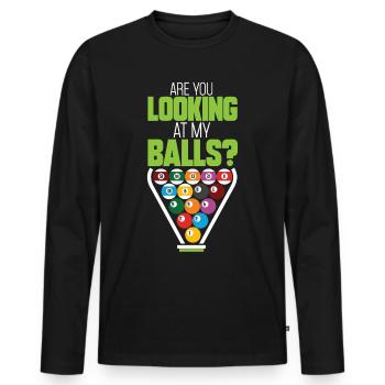 billard pool snooker billardkugel geschenkidee que - Männer Premium Bio Langarmshirt - Schwarz - Vorne - Nico (187cm)