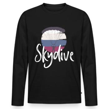 skydiving parachute skydiving skydive - Men's Premium Organic Long Sleeve Shirt - black - Front - Nico (187cm)
