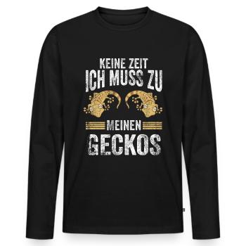 Gecko Terraristik Echse Salamander Geschenk - Männer Premium Bio Langarmshirt - Schwarz - Vorne - Nico (187cm)