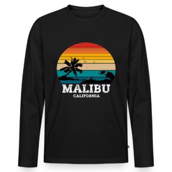 MALIBU CALIFORNIA - T-shirt manches longues Premium bio Homme - noir - Devant - Nico (187cm)