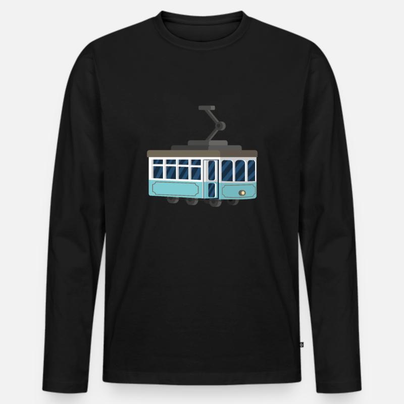 Straßenbahn - Männer Premium Bio Langarmshirt - Schwarz