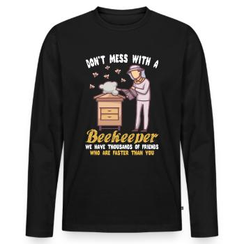 Apiculteur apiculteur abeilles abeilles cadeau - T-shirt manches longues Premium bio Homme - noir - Devant - Nico (187cm)