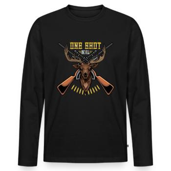 Jäger Hirschjagd Hunter Wild Jagdgewehr Geschenk - Männer Premium Bio Langarmshirt - Schwarz - Vorne - Nico (187cm)