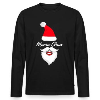 Mama Clause Grandma Santa Merry Christmas Grandmot - Men's Premium Organic Long Sleeve Shirt - black - Front - Nico (187cm)