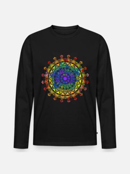 Spiritual mandala with Indian ornaments - Men's Premium Organic Long Sleeve Shirt - black