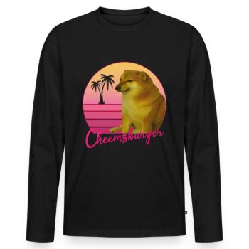 Retro Cheemsburger - Men's Premium Organic Long Sleeve Shirt - black - Front - Nico (187cm)