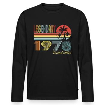 Legendary Since 1978 - 42nd Birthday Present - Men's Premium Organic Long Sleeve Shirt - black - Front - Nico (187cm)