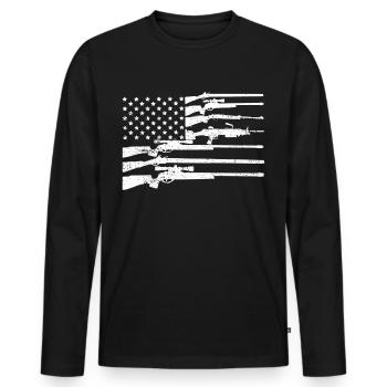 Drapeau USA 2nd Amendement Drapeau Patriotic Gun Lover AR - T-shirt manches longues Premium bio Homme - noir - Devant - Nico (187cm)