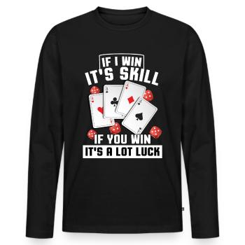 Poker Card Game Winner Texas Hold'em Spades Bluff - Men's Premium Organic Long Sleeve Shirt - black - Front - Nico (187cm)