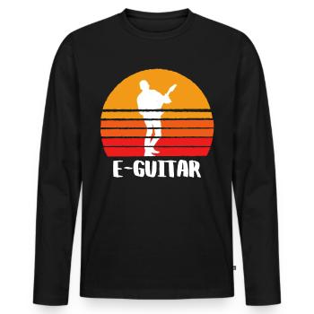 E-Guitar Sunset - Men's Premium Organic Long Sleeve Shirt - black - Front - Nico (187cm)