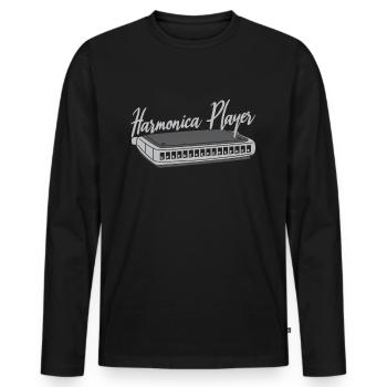 Harmonica Player Harmonica Harmonica Gift - Men's Premium Organic Long Sleeve Shirt - black - Front - Nico (187cm)