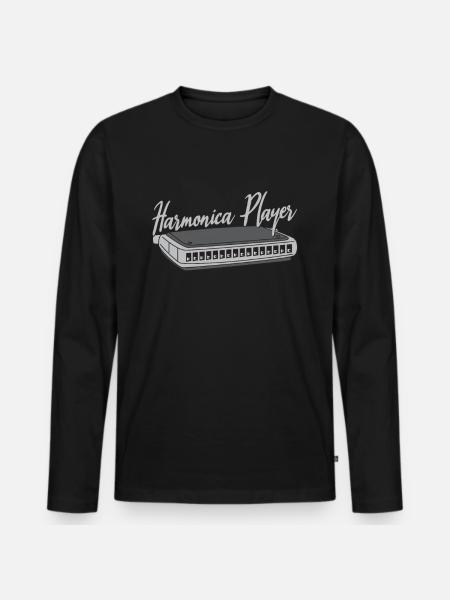 Harmonica Player Harmonica Harmonica cadeau - T-shirt manches longues Premium bio Homme - noir
