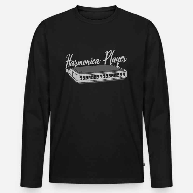 Harmonica Player Harmonica Harmonica cadeau - T-shirt manches longues Premium bio Homme - noir
