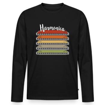 Vintage Harmonica Retro Harmonica Gift - Men's Premium Organic Long Sleeve Shirt - black - Front - Nico (187cm)