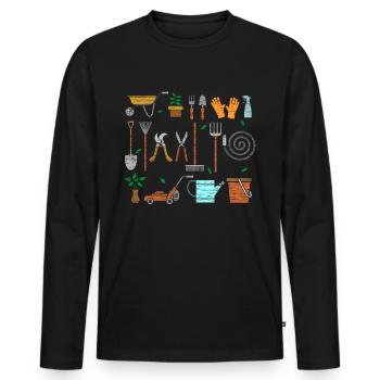 Jardinier outil jardinier jardinier - T-shirt manches longues Premium bio Homme - noir - Devant - Nico (187cm)