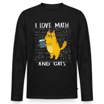 I Love Math And Cats Mathematics Teacher Student K - Männer Premium Bio Langarmshirt - Schwarz - Vorne - Nico (187cm)