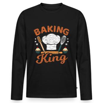 Baking King Bake Cooking Kitchen - Männer Premium Bio Langarmshirt - Schwarz - Vorne - Nico (187cm)