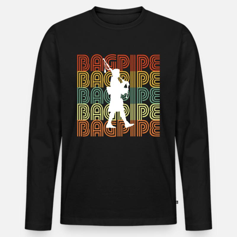 BAGPIPE - Männer Premium Bio Langarmshirt - Schwarz