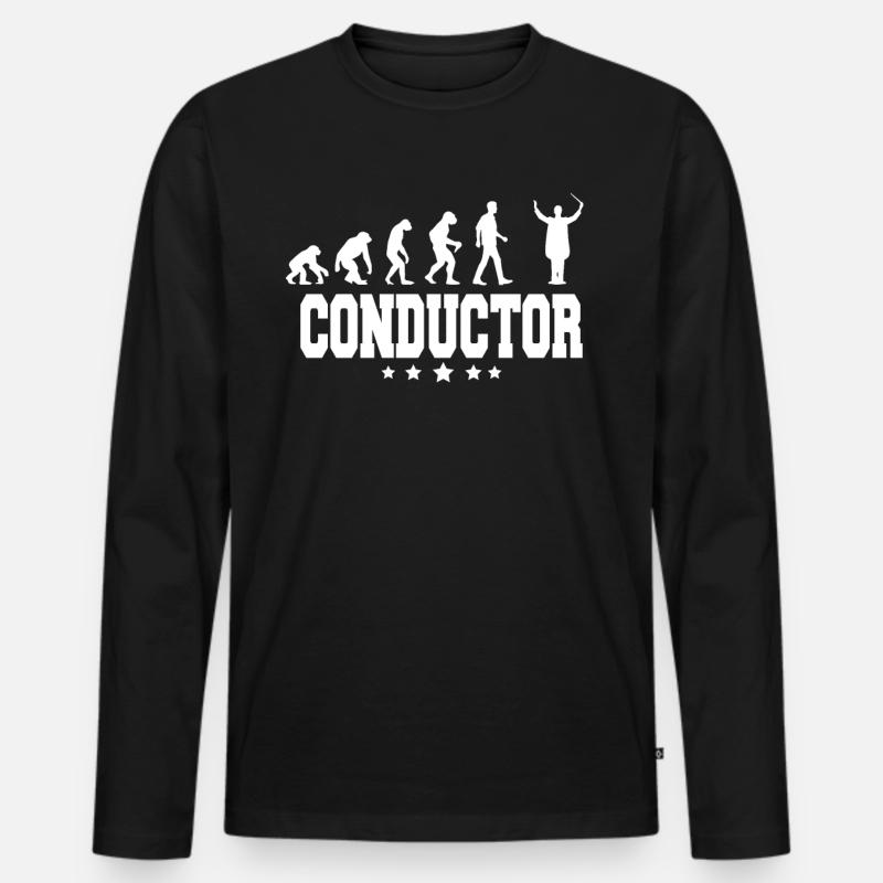 evolution of conductor - Männer Premium Bio Langarmshirt - Schwarz